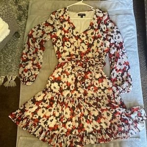 NEW INC International Concepts Size 8 A-Line Dress White Red Black Floral